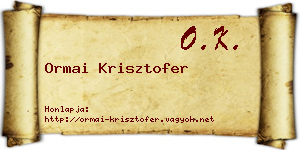 Ormai Krisztofer névjegykártya